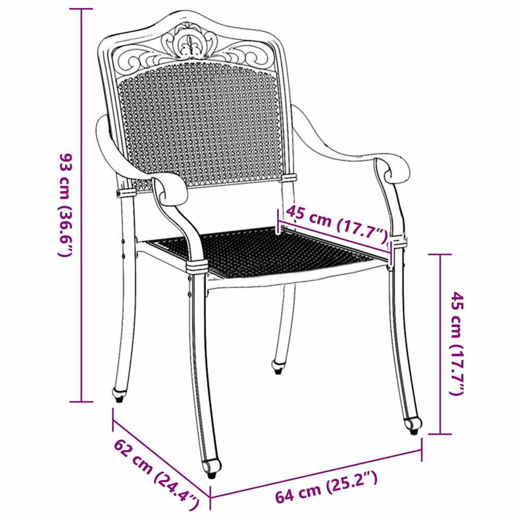 Hage Stol 2 pcs grønn 55 x 56.5 x 91cm Aluminium