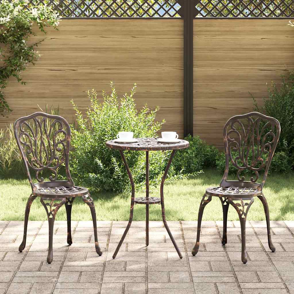 Hage Bistro Sett 3 pcs Bronse Aluminium