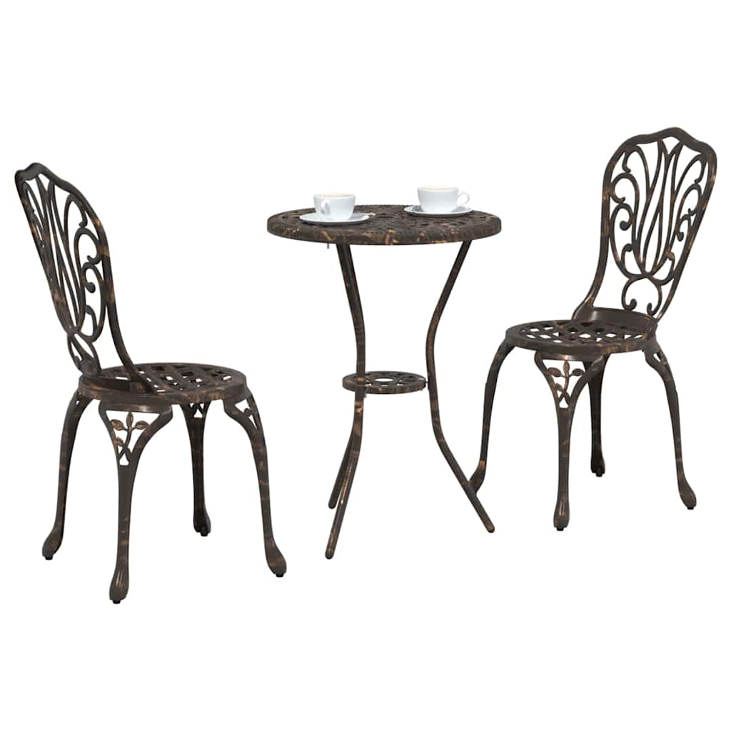 Hage Bistro Sett 3 pcs Bronse Aluminium