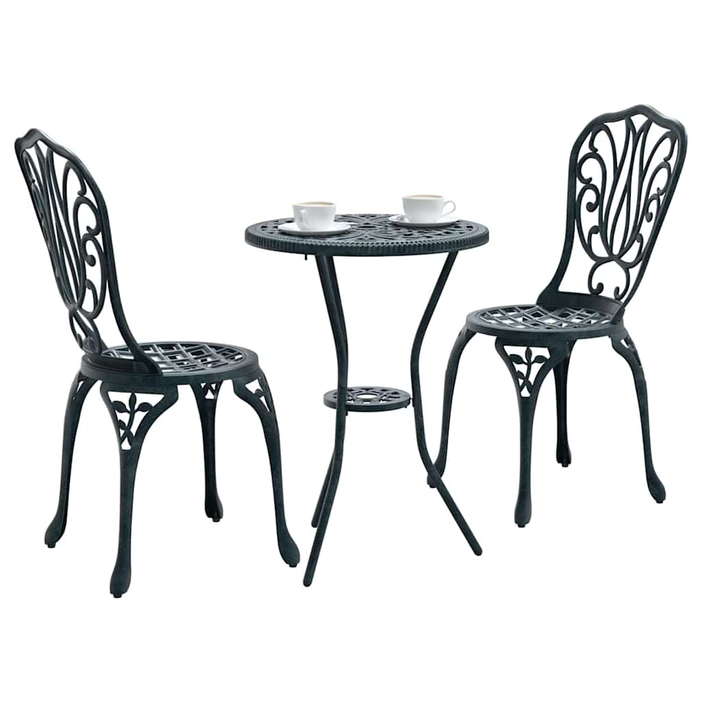 Hage Bistro Sett 3 pcs grønn Aluminium