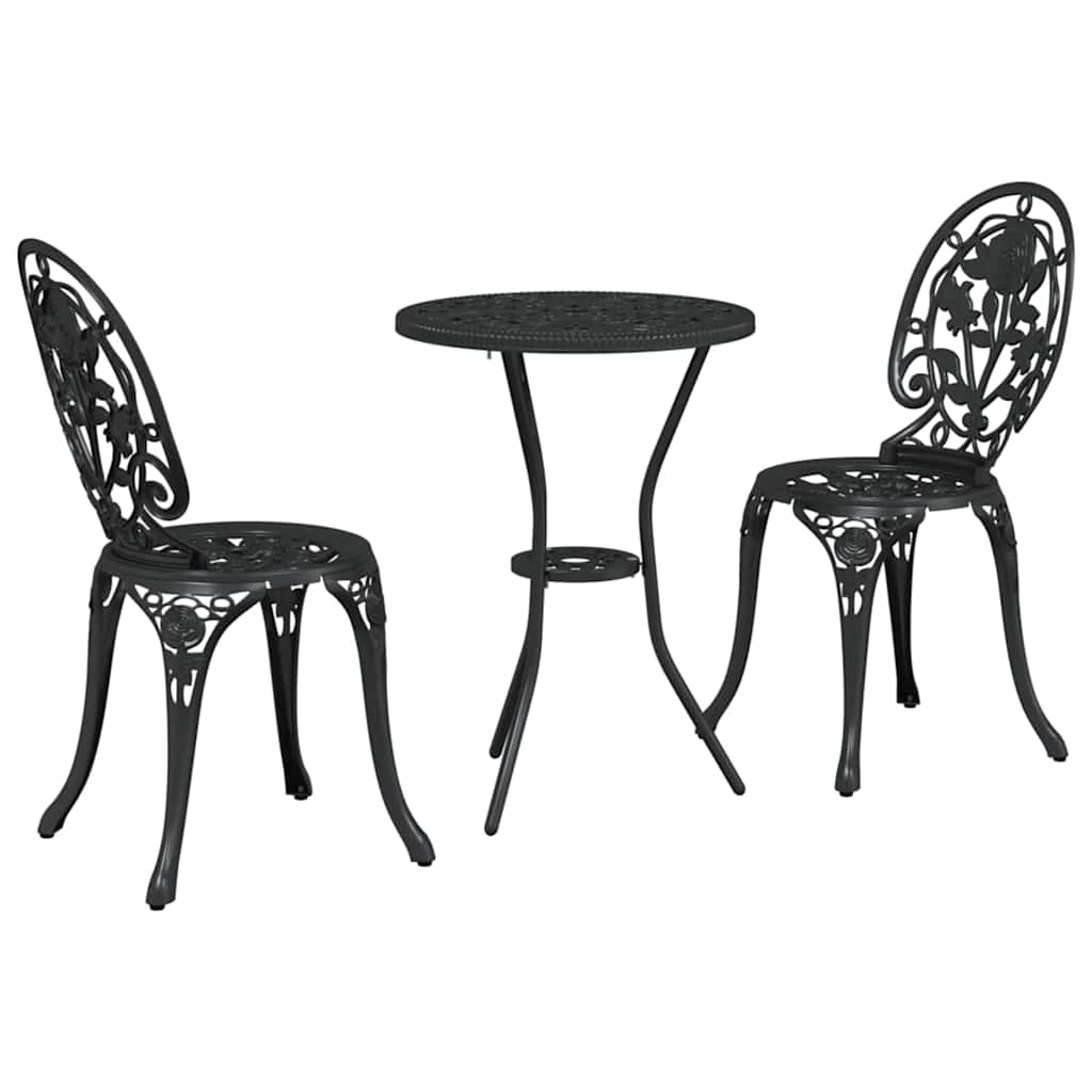 Hage Bistro Sett 3 pcs Svart Aluminium