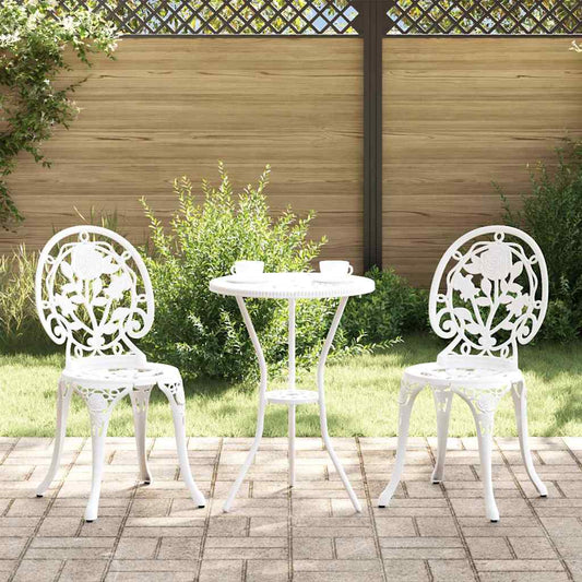 Hage Bistro Sett 3 pcs Hvit Aluminium vidaXL