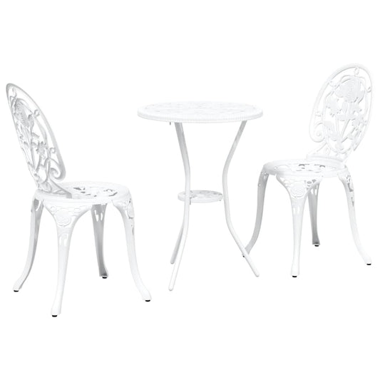 Hage Bistro Sett 3 pcs Hvit Aluminium vidaXL