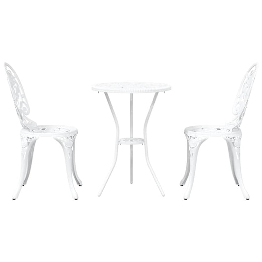 Hage Bistro Sett 3 pcs Hvit Aluminium vidaXL