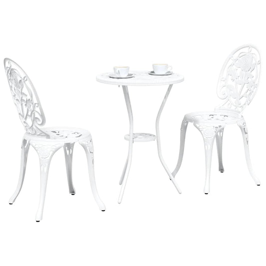 Hage Bistro Sett 3 pcs Hvit Aluminium vidaXL