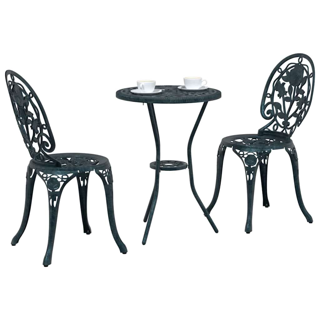 Hage Bistro Sett 3 pcs grønn Aluminium