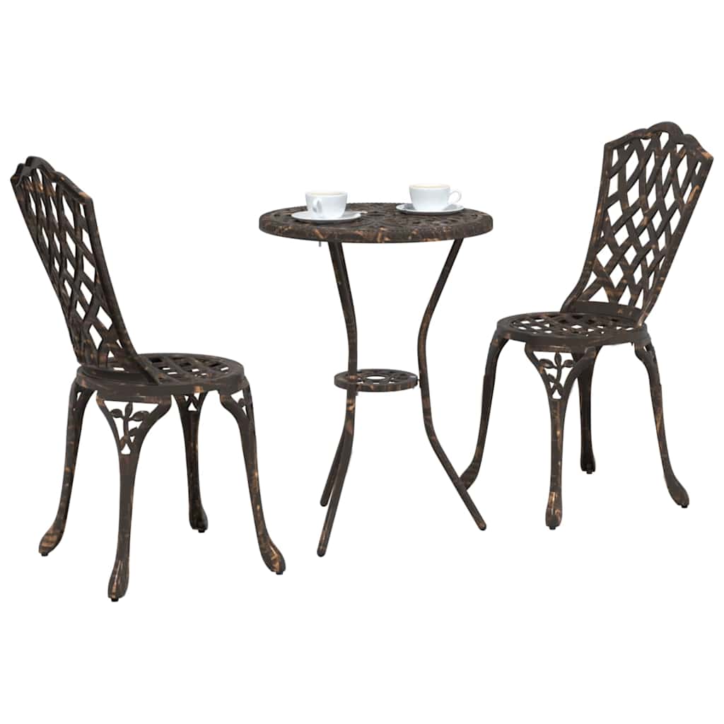 Hage Bistro Sett 3 pcs Bronse Aluminium