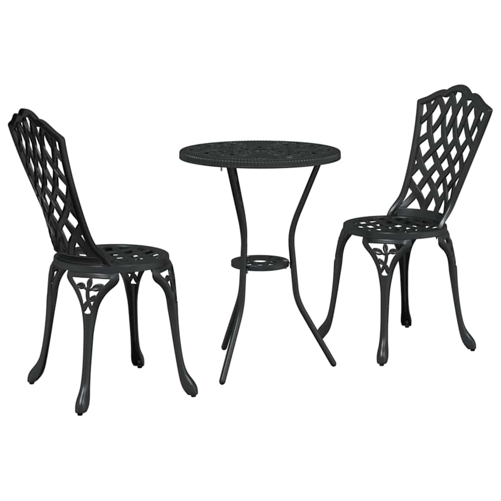 Hage Bistro Sett 3 pcs Svart Aluminium