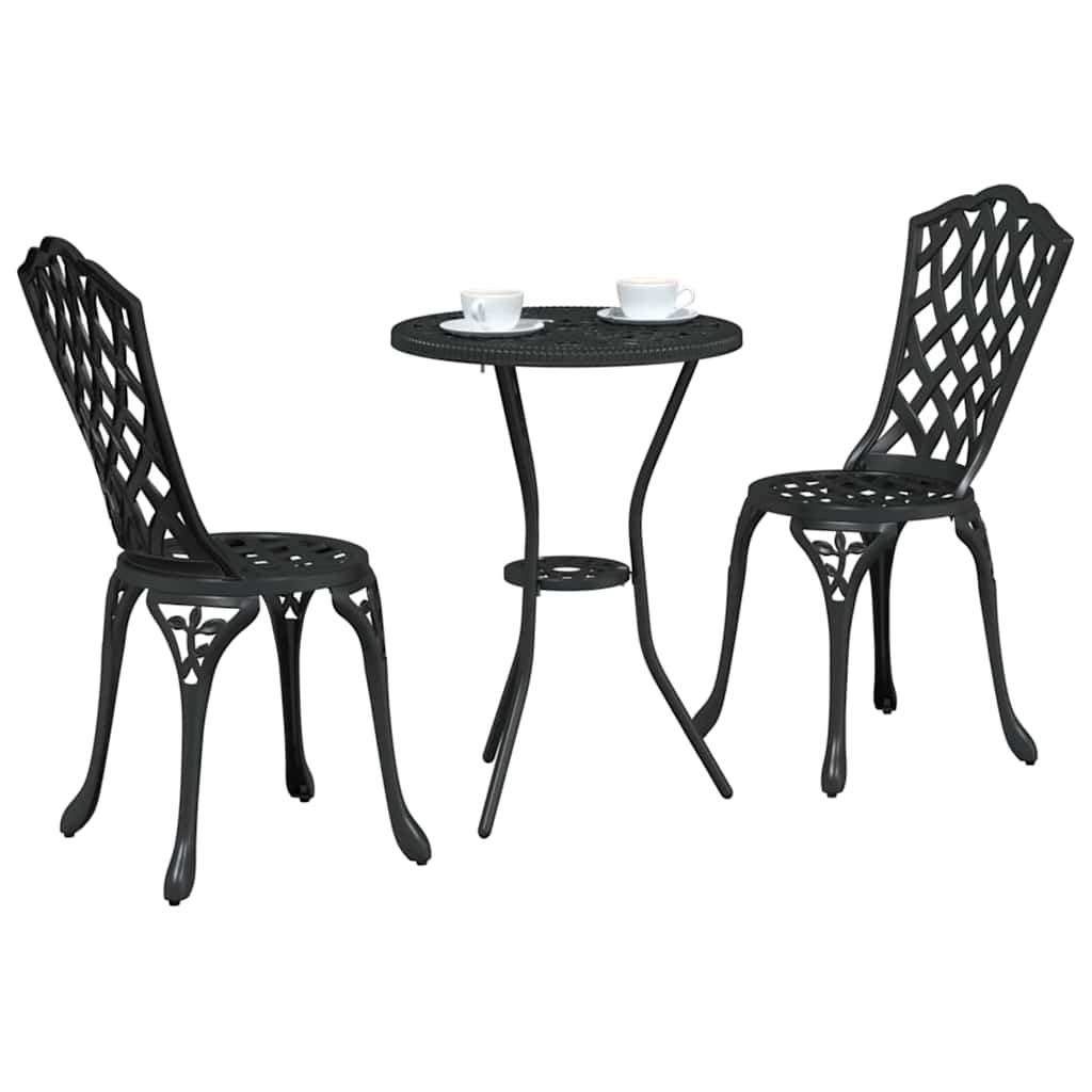 Hage Bistro Sett 3 pcs Svart Aluminium