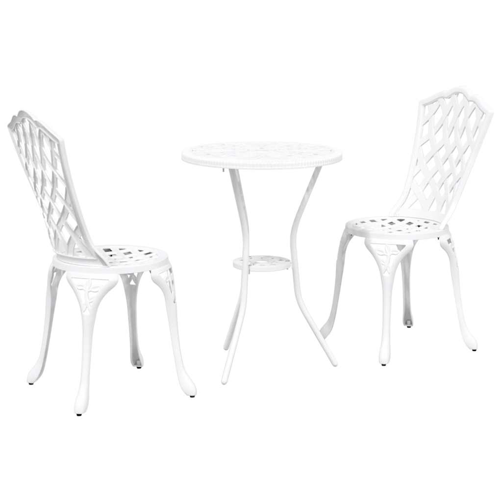 Hage Bistro Sett 3 pcs Hvit Aluminium
