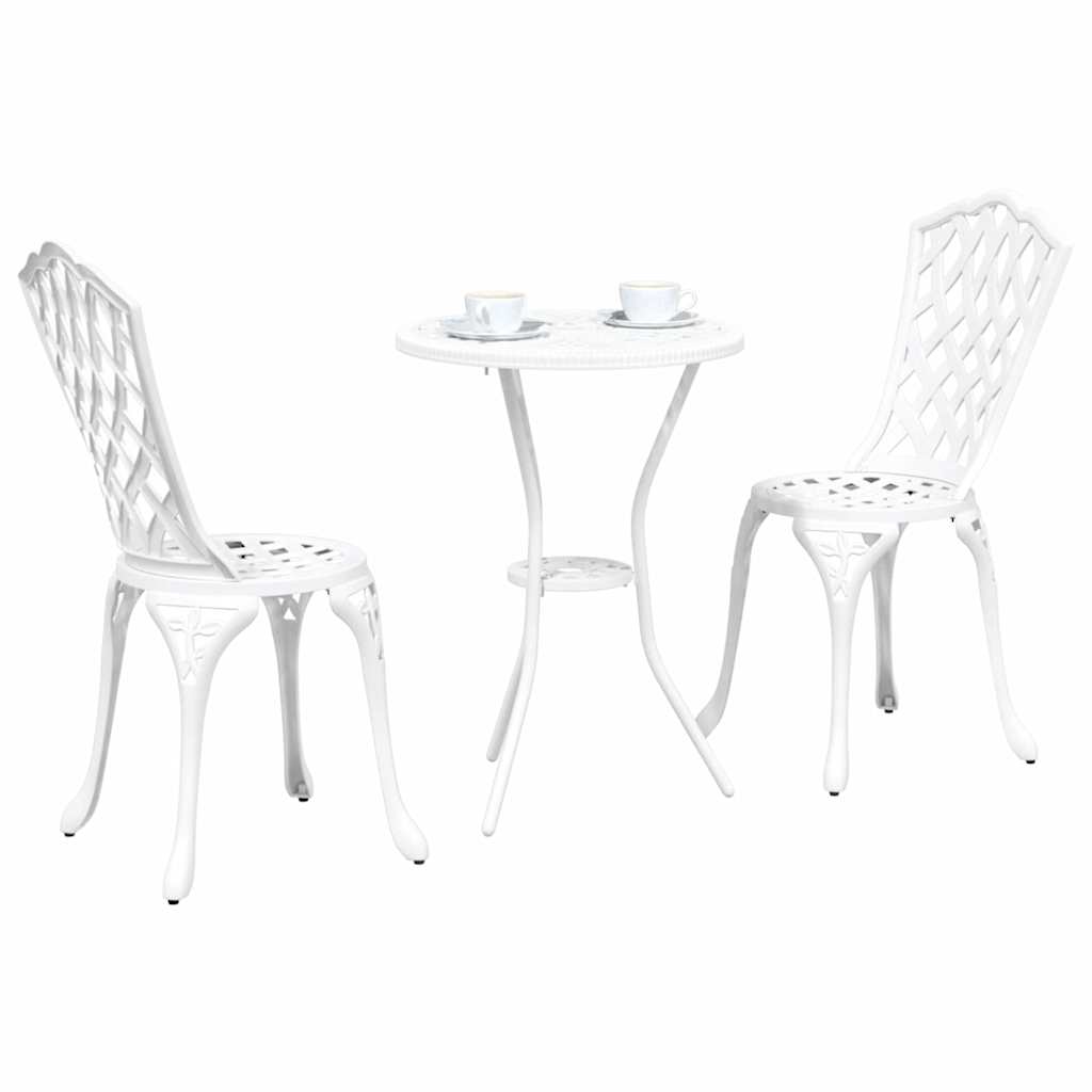 Hage Bistro Sett 3 pcs Hvit Aluminium