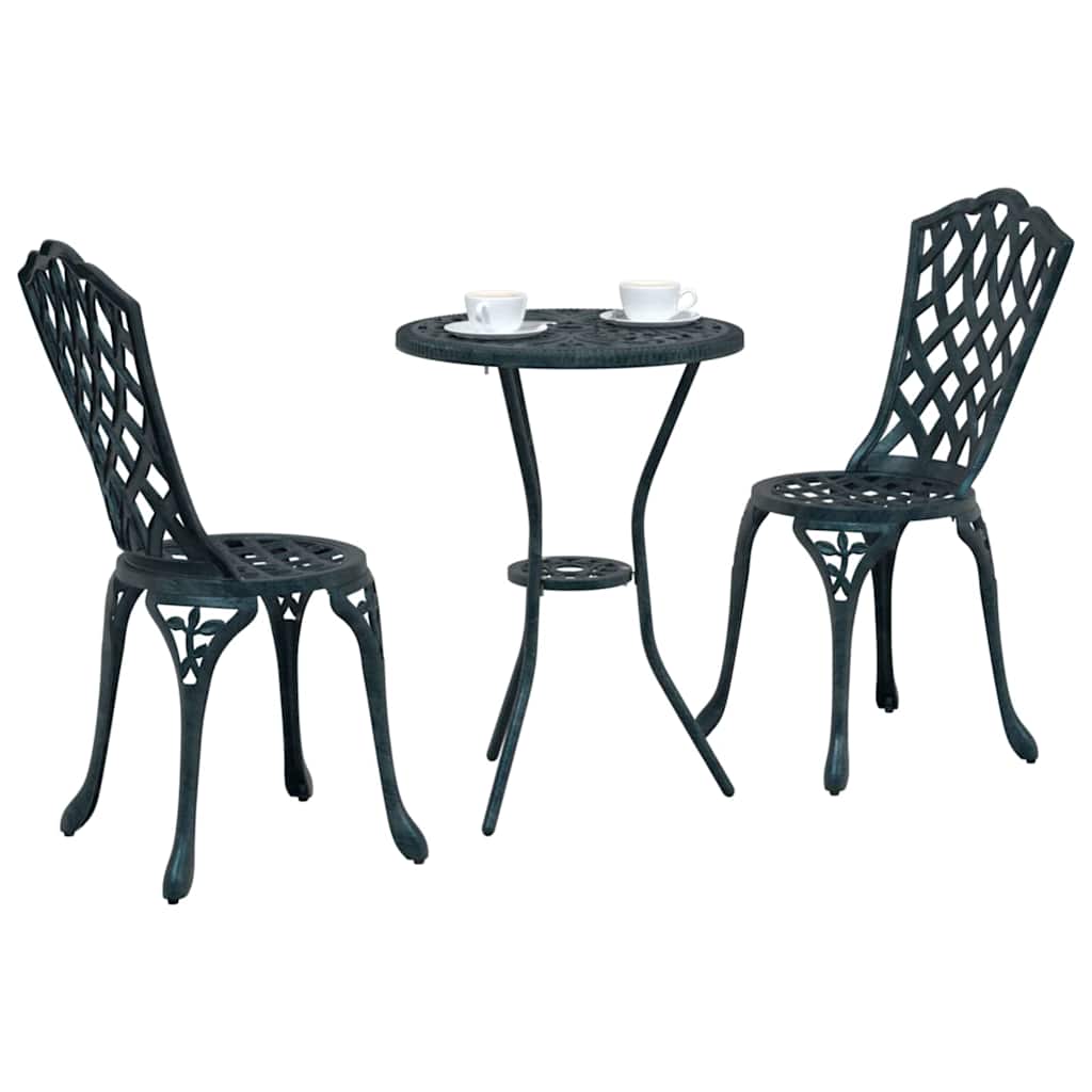 Hage Bistro Sett 3 pcs grønn Aluminium