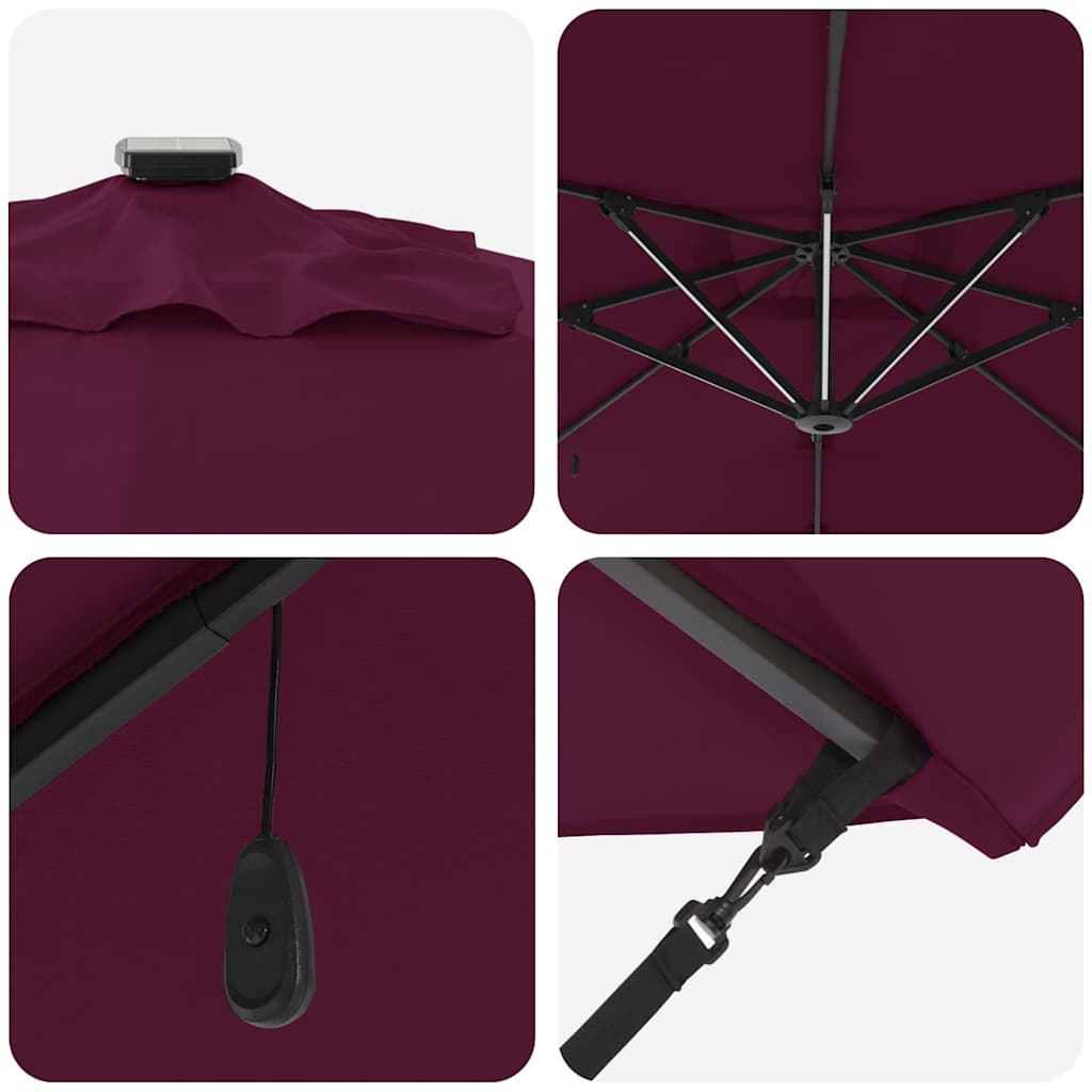 Parasoll Bordeaux Rød 286 x 284 x 270 cm Aluminium og polyester vidaXL