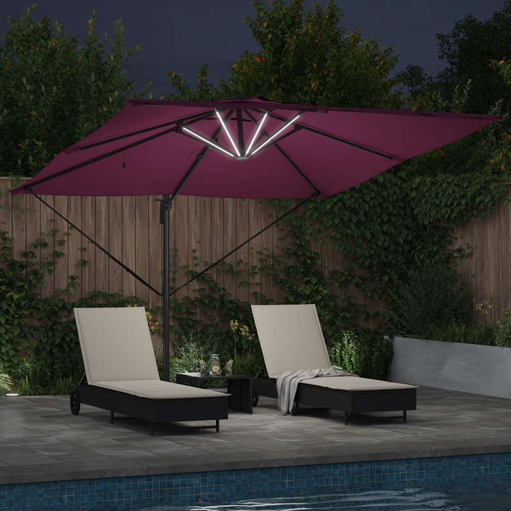 Parasoll Bordeaux Rød 286 x 284 x 270 cm Aluminium og polyester vidaXL