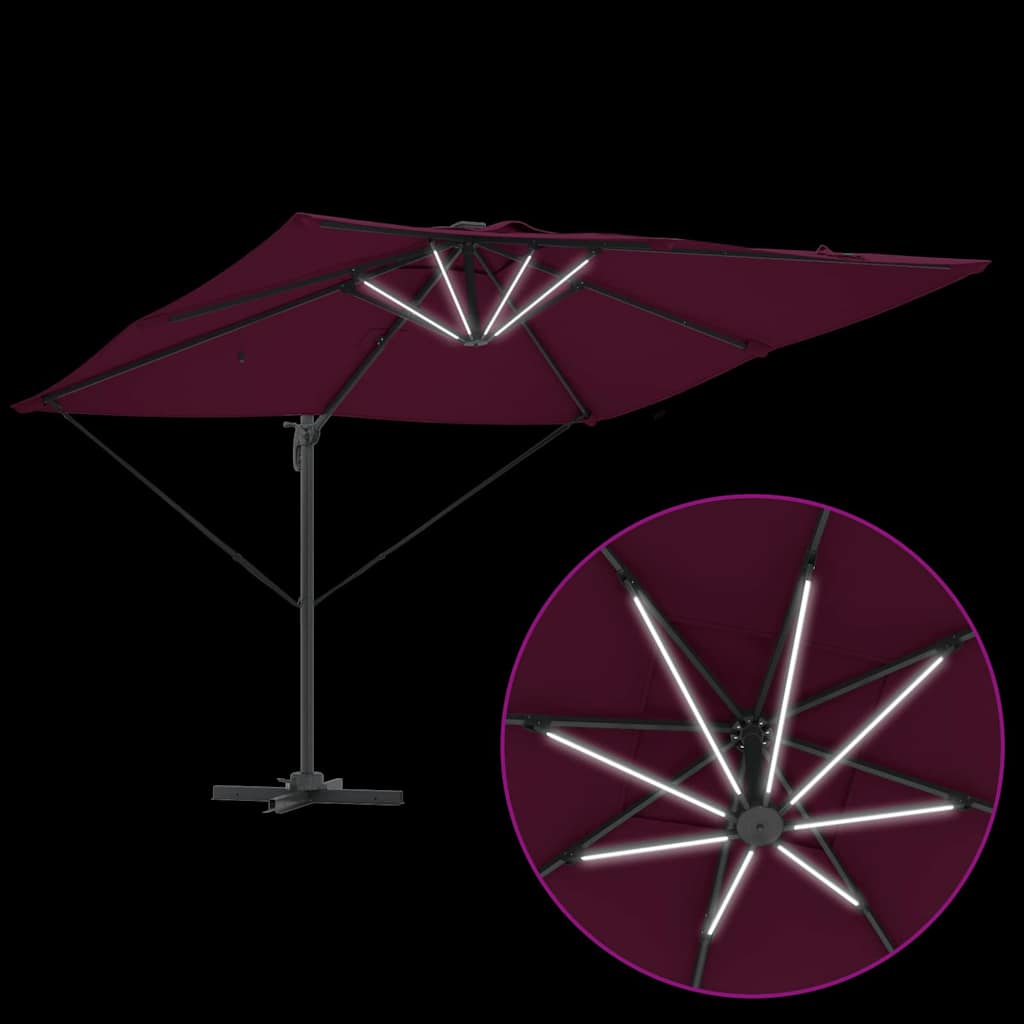 Parasoll Bordeaux Rød 286 x 284 x 270 cm Aluminium og polyester vidaXL
