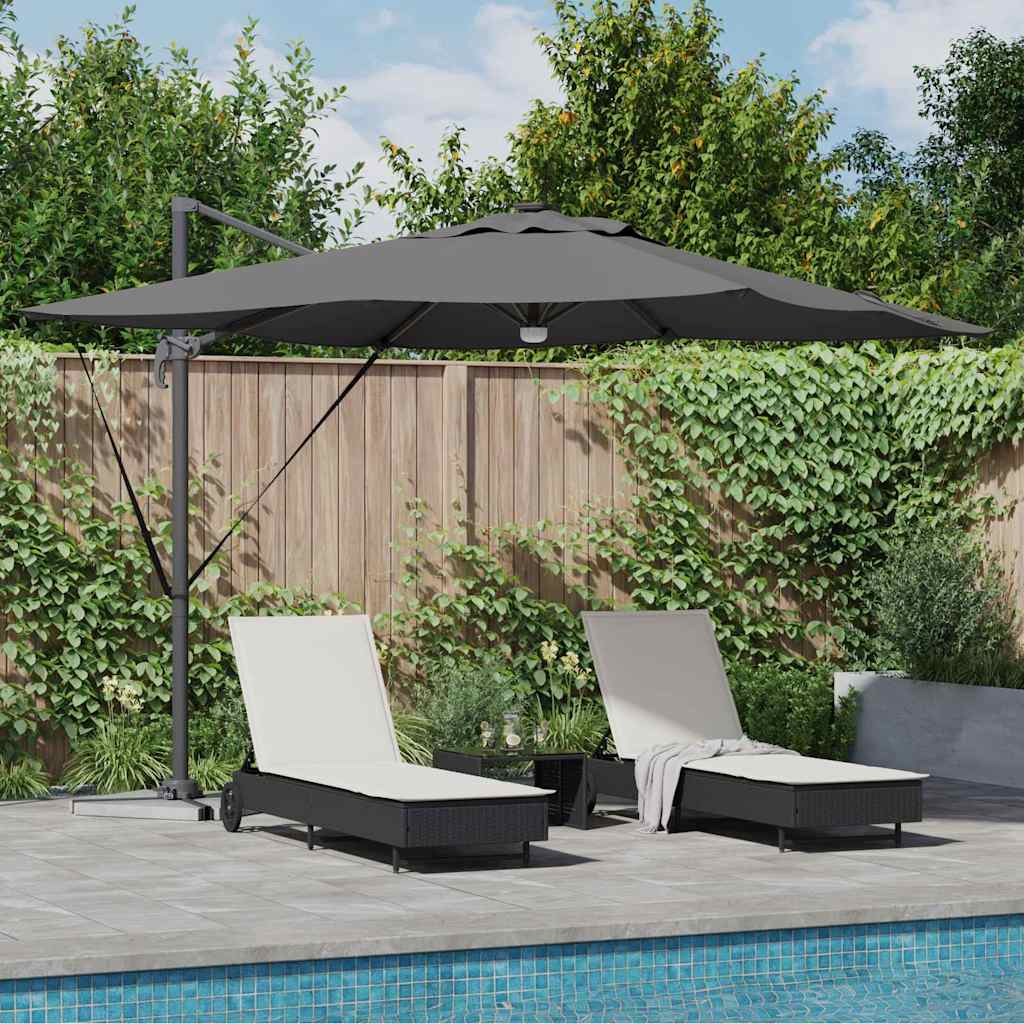 Roma parasol med LED -stripelys Antrasitt 286 x 284 x 270 cm