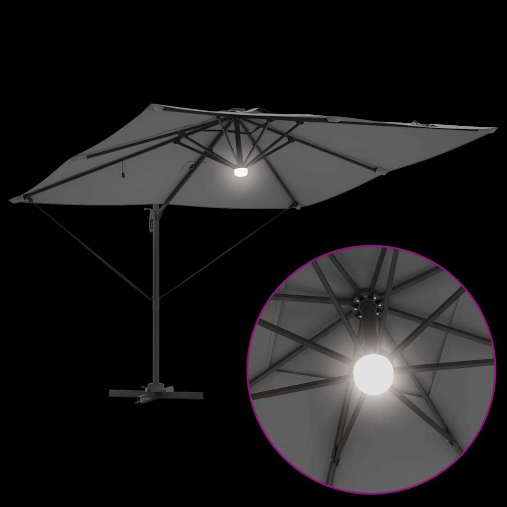 Roma parasol med LED -stripelys Antrasitt 286 x 284 x 270 cm