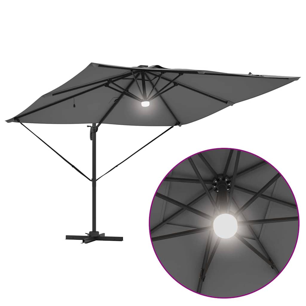 Roma parasol med LED -stripelys Antrasitt 286 x 284 x 270 cm