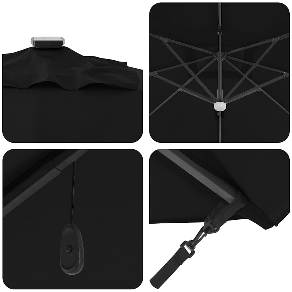 Roma parasol Svart 286 x 284 x 270 cm Aluminium og polyester