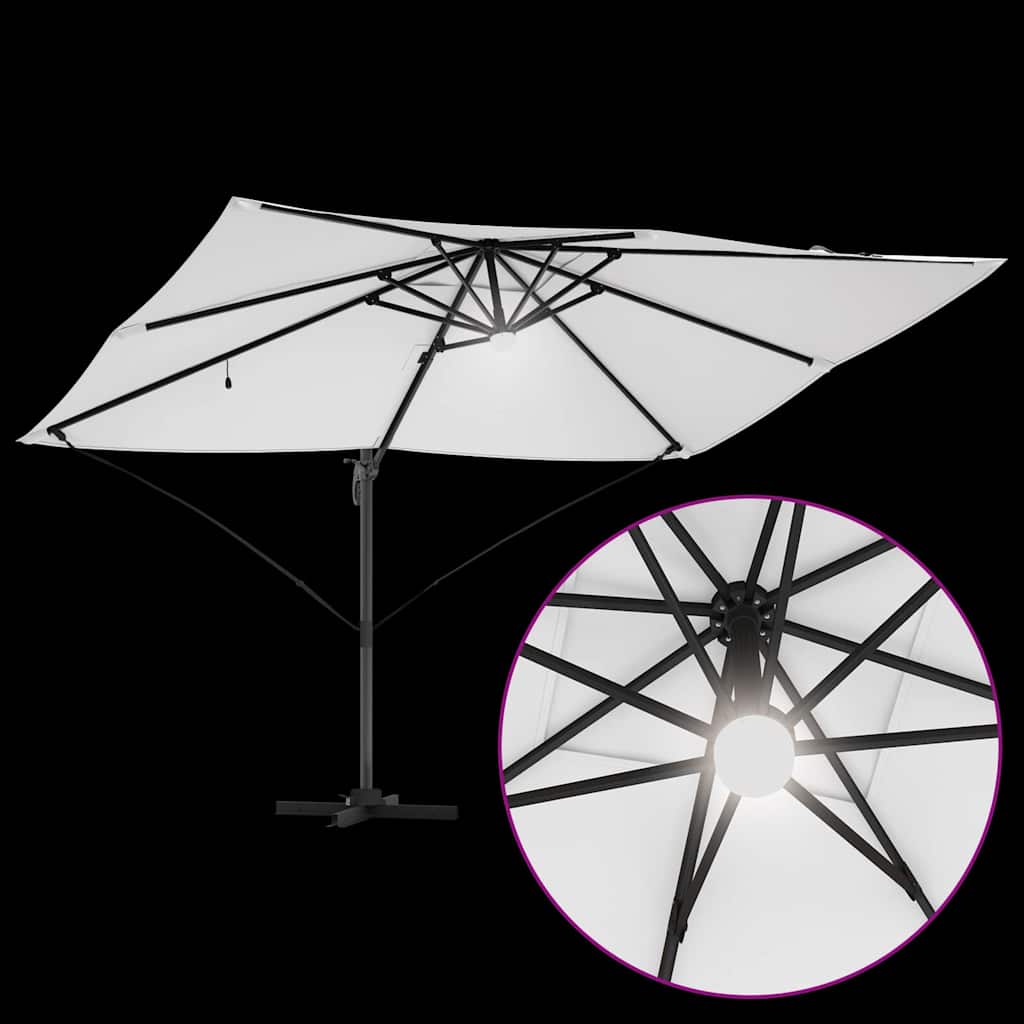 Parasoll sand 351 x 250 x 253 cm Polyester og aluminium