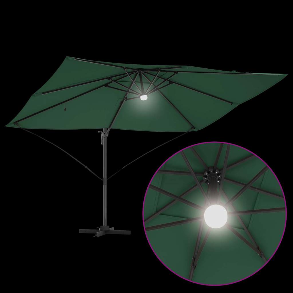 Parasoll grønn 351 x 250 x 253 cm Polyester og aluminium