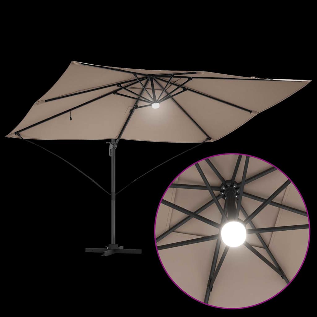 Parasoll Gråbrun 351 x 250 x 253 cm Polyester og aluminium