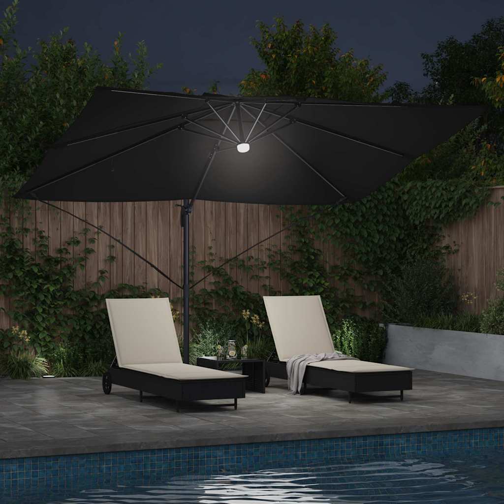 Parasoll Svart 351 x 250 x 253 cm Polyester og aluminium