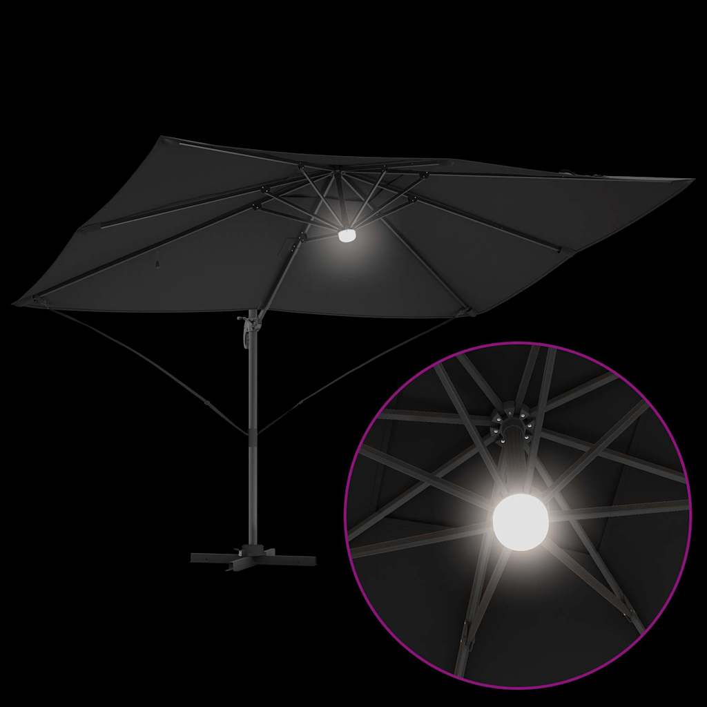 Parasoll Svart 351 x 250 x 253 cm Polyester og aluminium