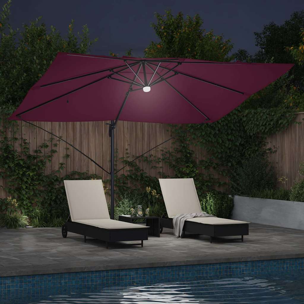 Parasoll Bordeaux Rød 351 x 250 x 253 cm Polyester og aluminium