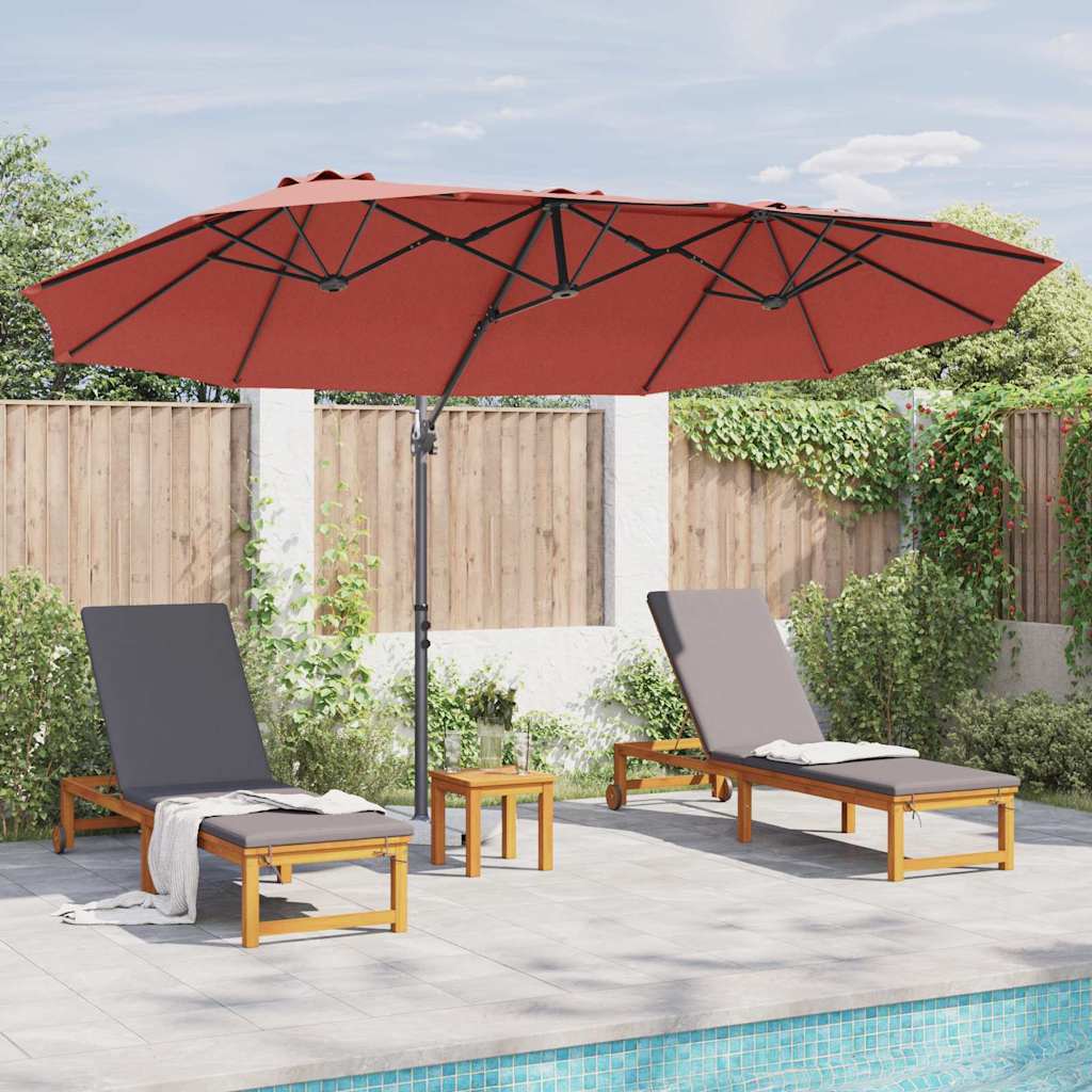 Parasoll Terrakotta 372 x 198 x 243 cm Polyester og aluminium vidaXL