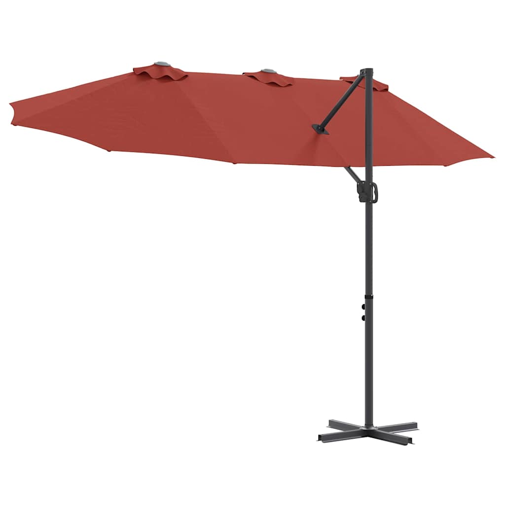 Parasoll Terrakotta 372 x 198 x 243 cm Polyester og aluminium vidaXL