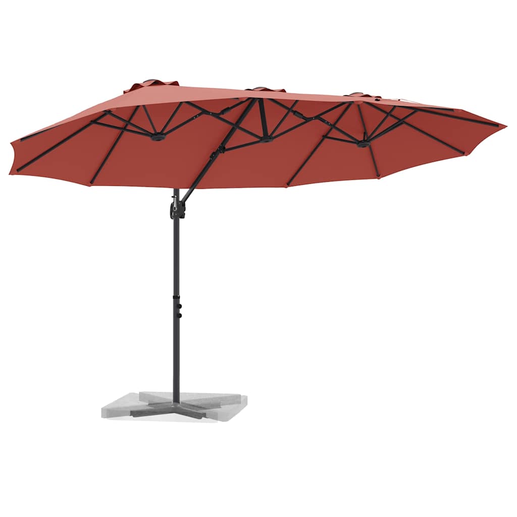 Parasoll Terrakotta 372 x 198 x 243 cm Polyester og aluminium vidaXL