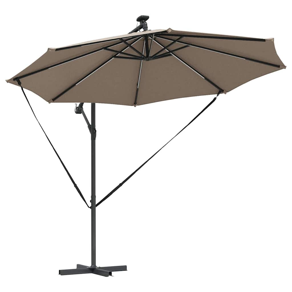 Parasoll Gråbrun 294 x 294 x 248 cm Polyester og aluminium