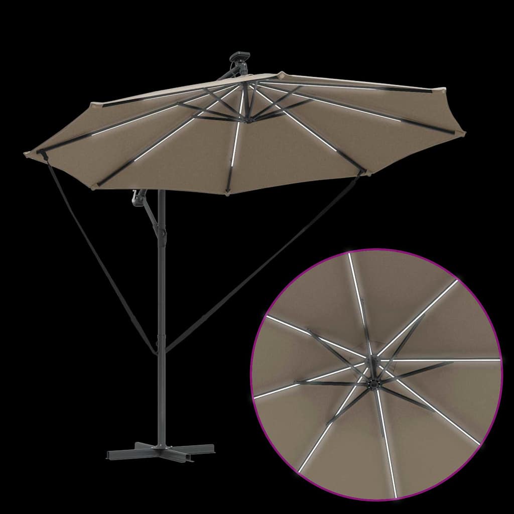 Parasoll Gråbrun 294 x 294 x 248 cm Polyester og aluminium