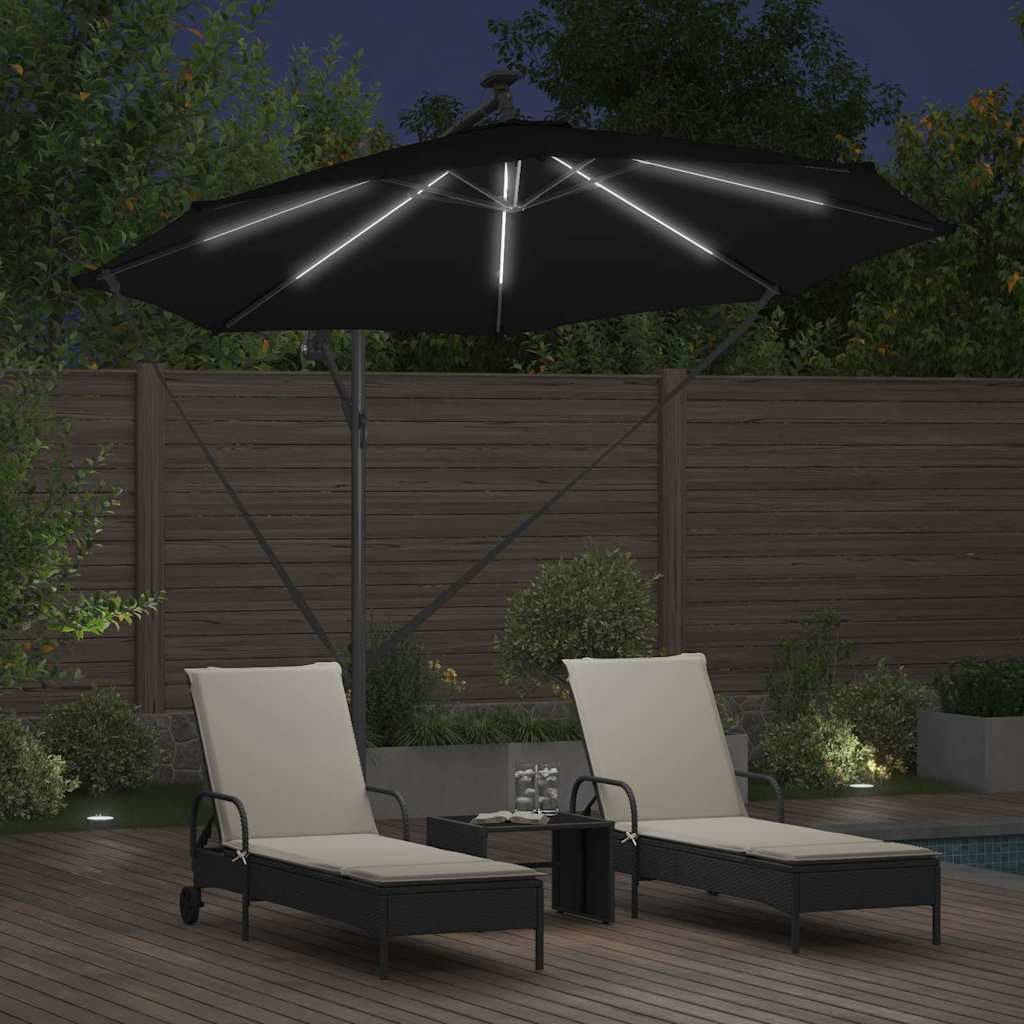 Parasoll 294 x 294 x 248 cm Polyester og aluminium Svart