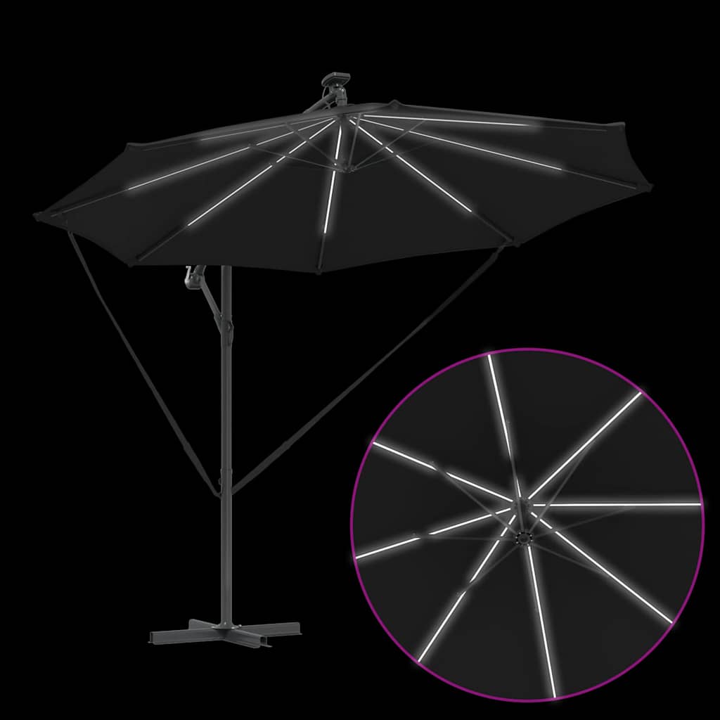 Parasoll 294 x 294 x 248 cm Polyester og aluminium Svart