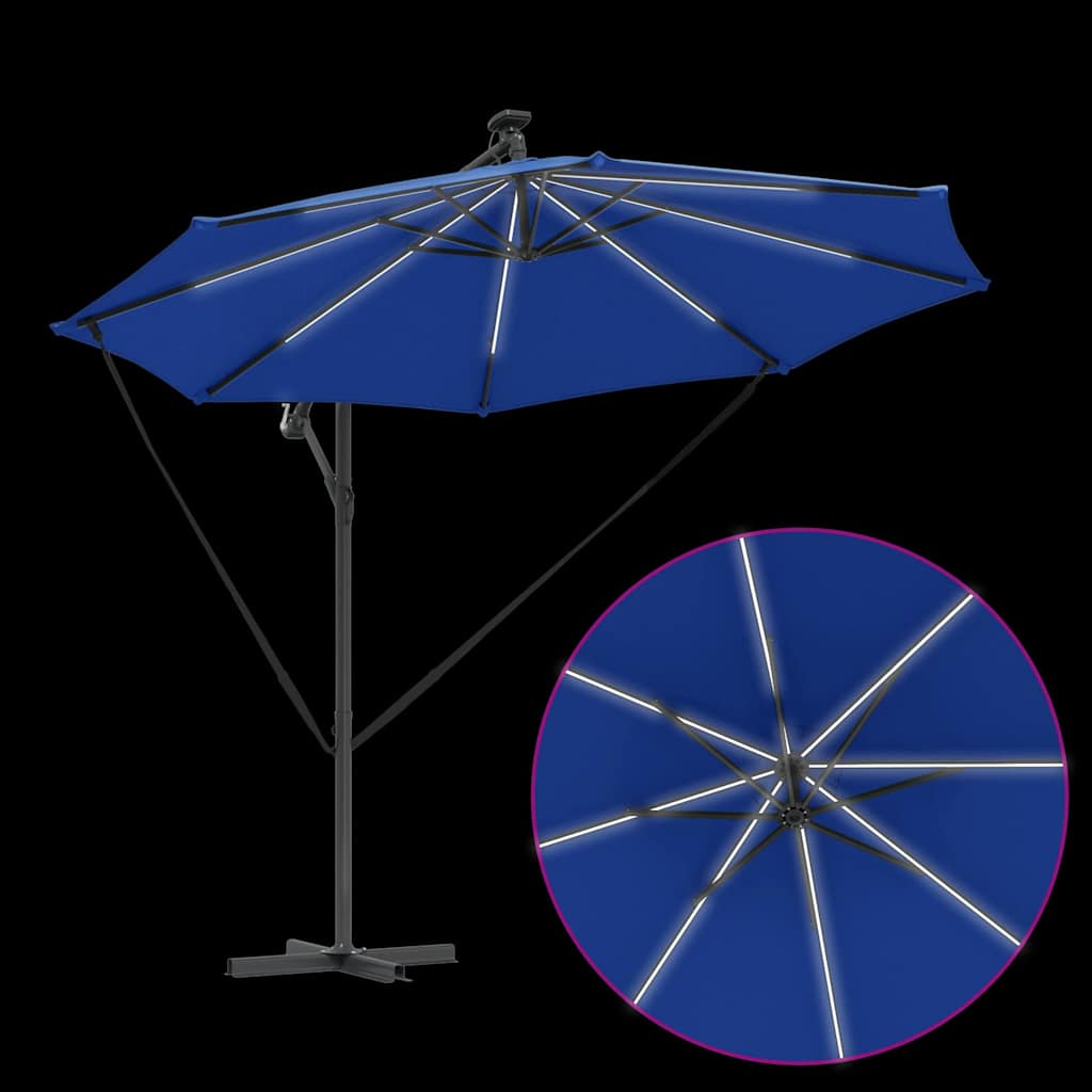 Parasoll 294 x 294 x 248 cm Polyester og aluminium Azurblå
