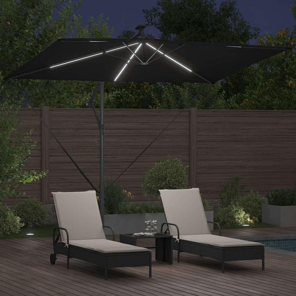 Parasoll Svart 294 x 200 x 270 cm Polyester og aluminium