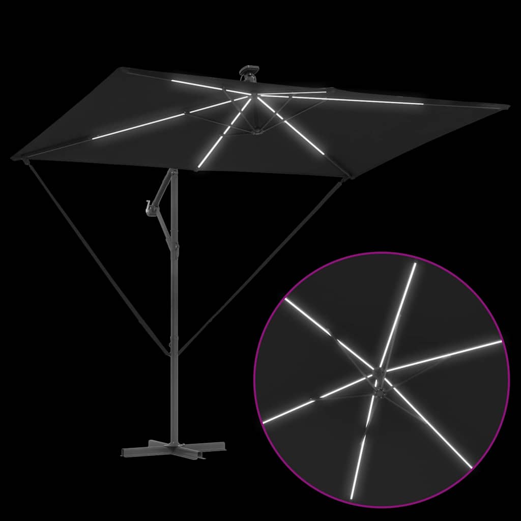 Parasoll Svart 294 x 200 x 270 cm Polyester og aluminium