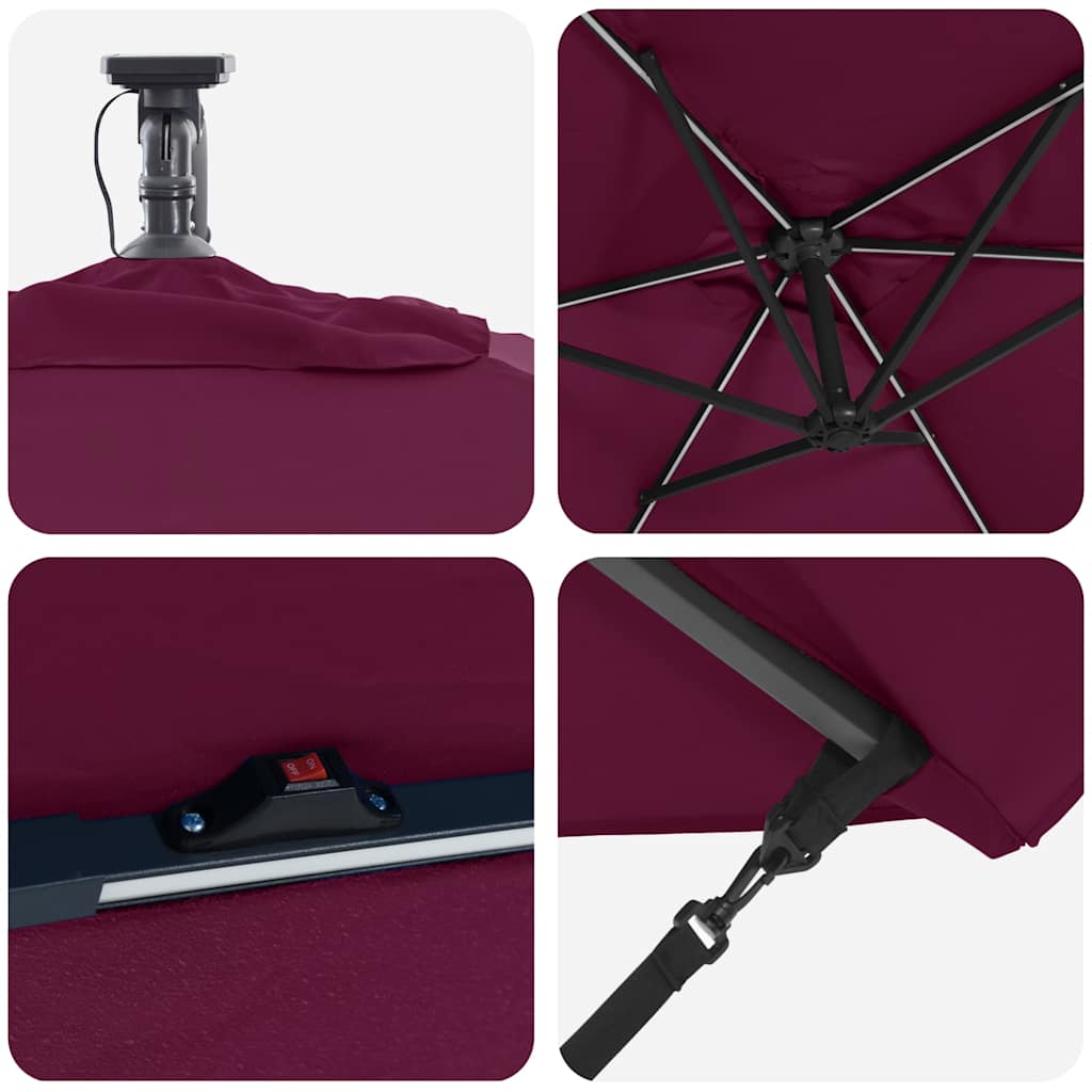 Parasoll Bordeaux Rød 294 x 200 x 270 cm Polyester og aluminium