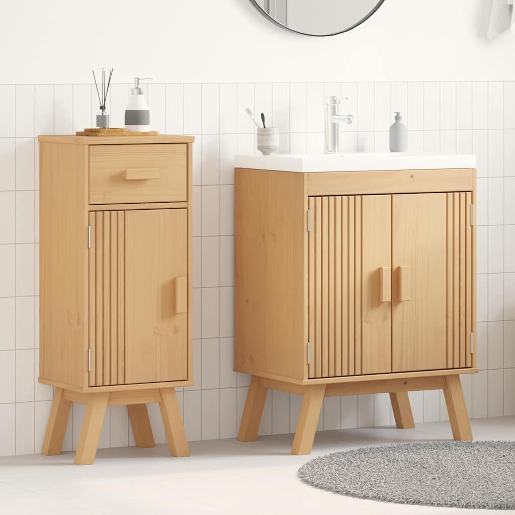Bathroom Furniture Set med skuff 2 pcs Brun 114 x 43 x 73.5 cm