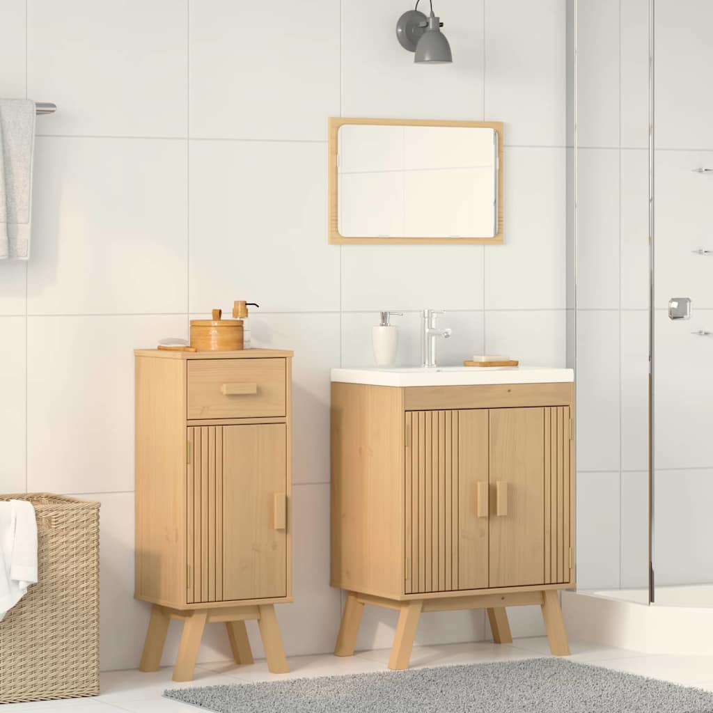 Bathroom Furniture Set med skuff 2 pcs Brun 114 x 43 x 73.5 cm