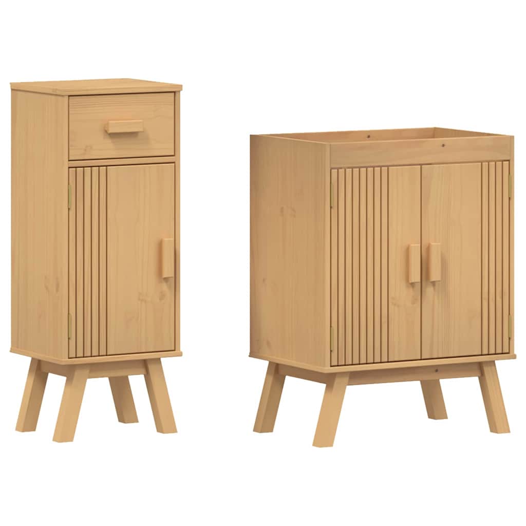 Bathroom Furniture Set med skuff 2 pcs Brun 114 x 43 x 73.5 cm