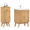 Bathroom Furniture Set med skuff 2 pcs Brun 114 x 43 x 73.5 cm