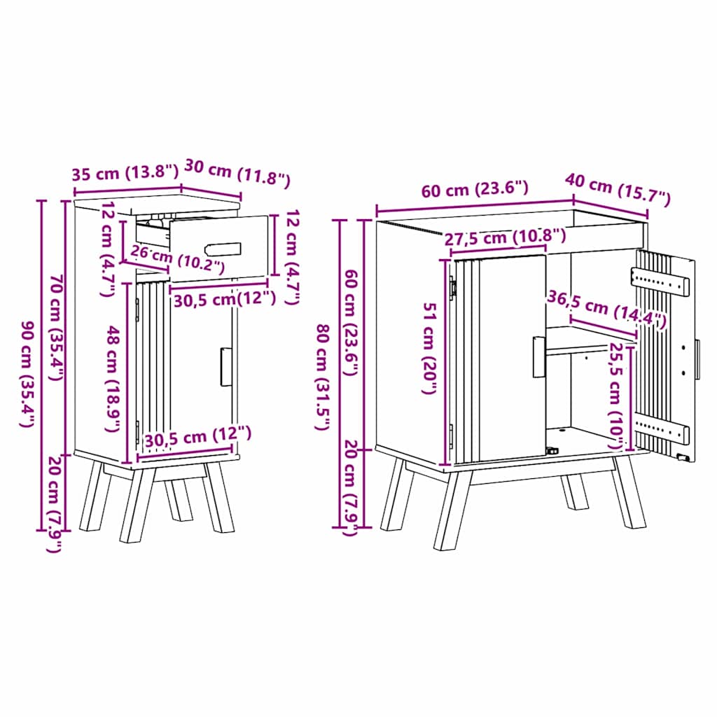 Bathroom Furniture Set med skuff 2 pcs Brun 114 x 43 x 73.5 cm