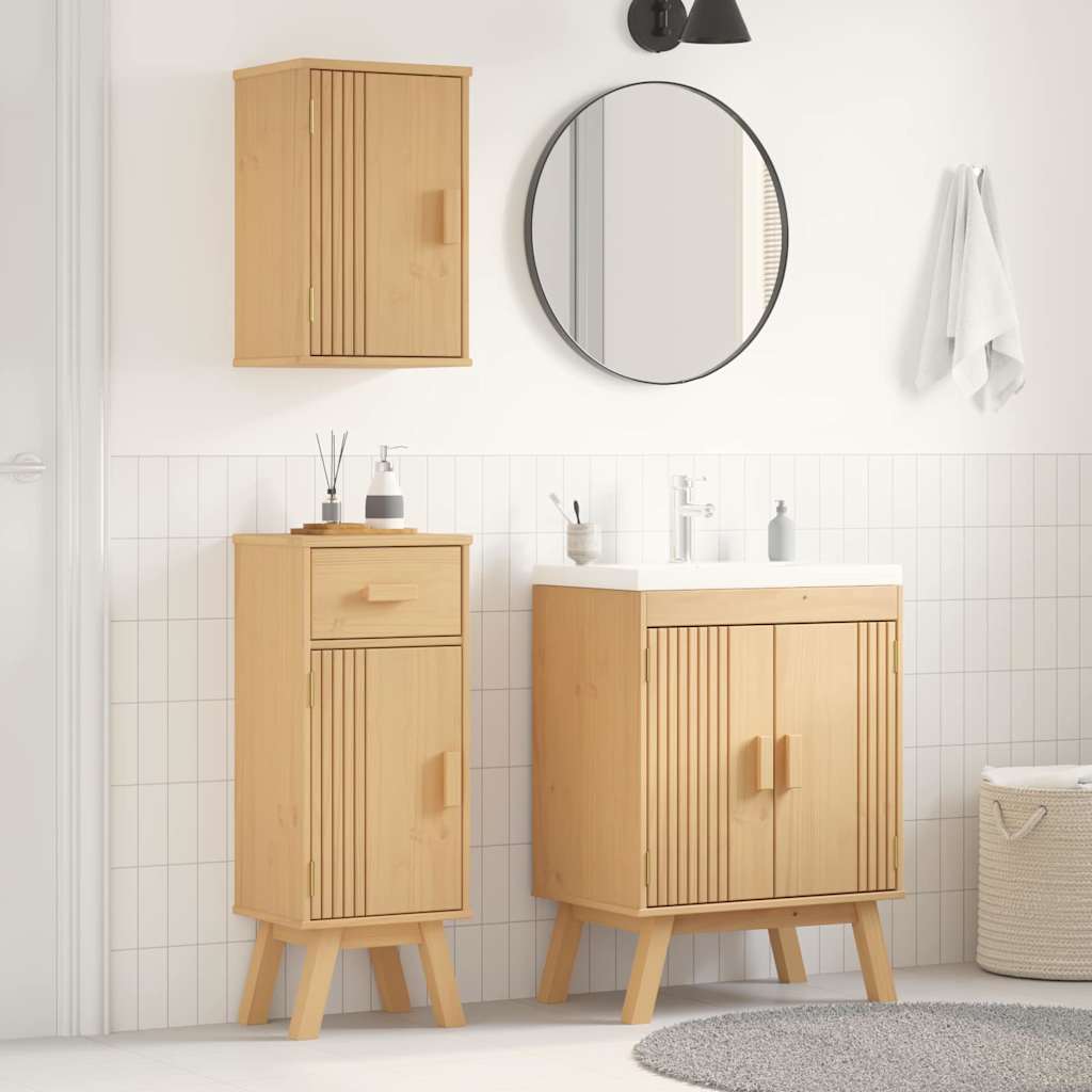 Bathroom Furniture Set med skuff 3 pcs Brun 114 x 43 x 73.5 cm