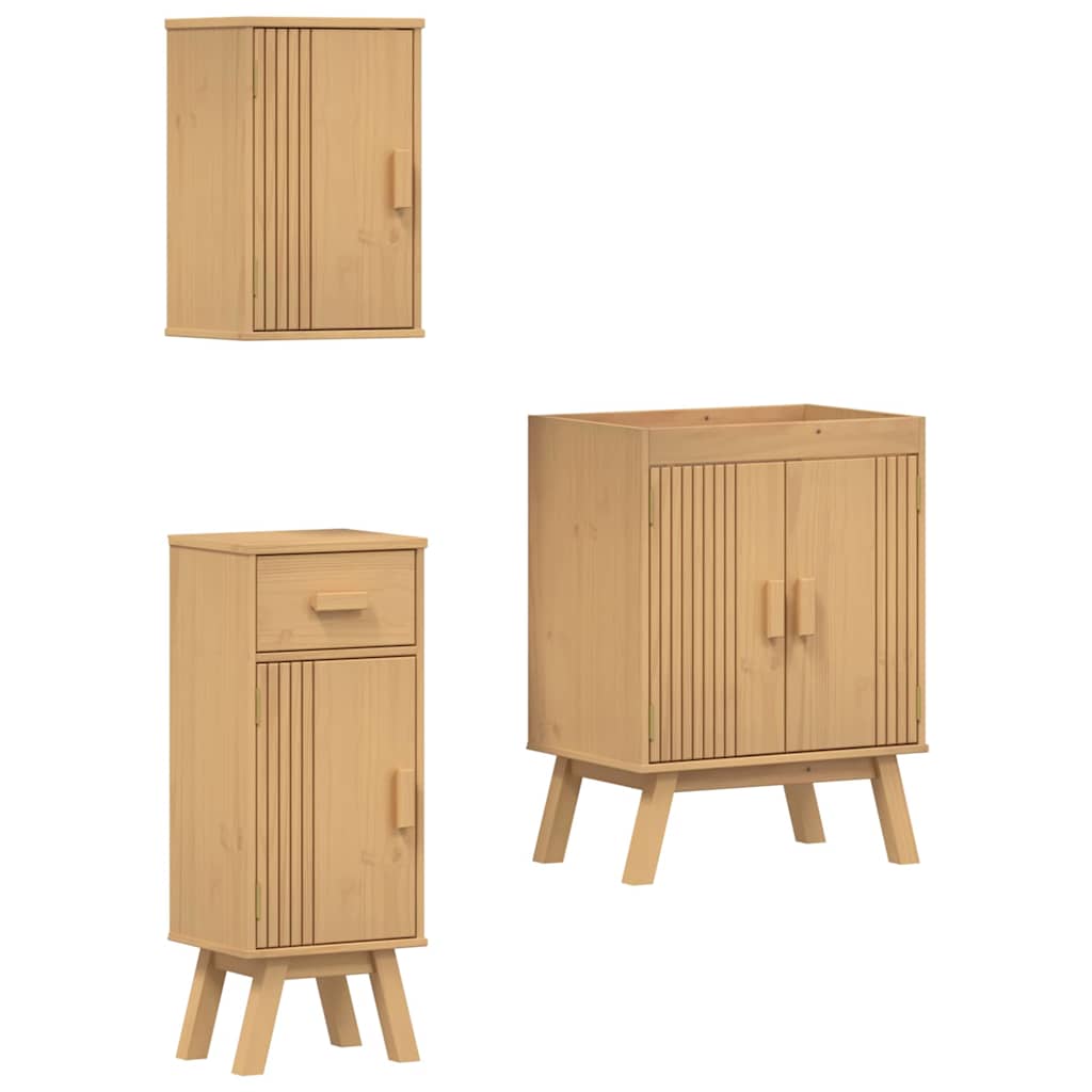Bathroom Furniture Set med skuff 3 pcs Brun 114 x 43 x 73.5 cm