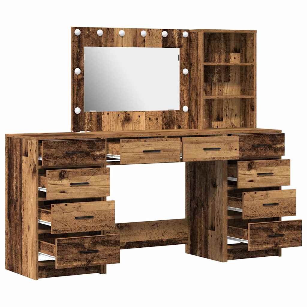 Sminkebord med skuff 3 pcs Brun 40 x 41 x 135 cm Konstruert tre