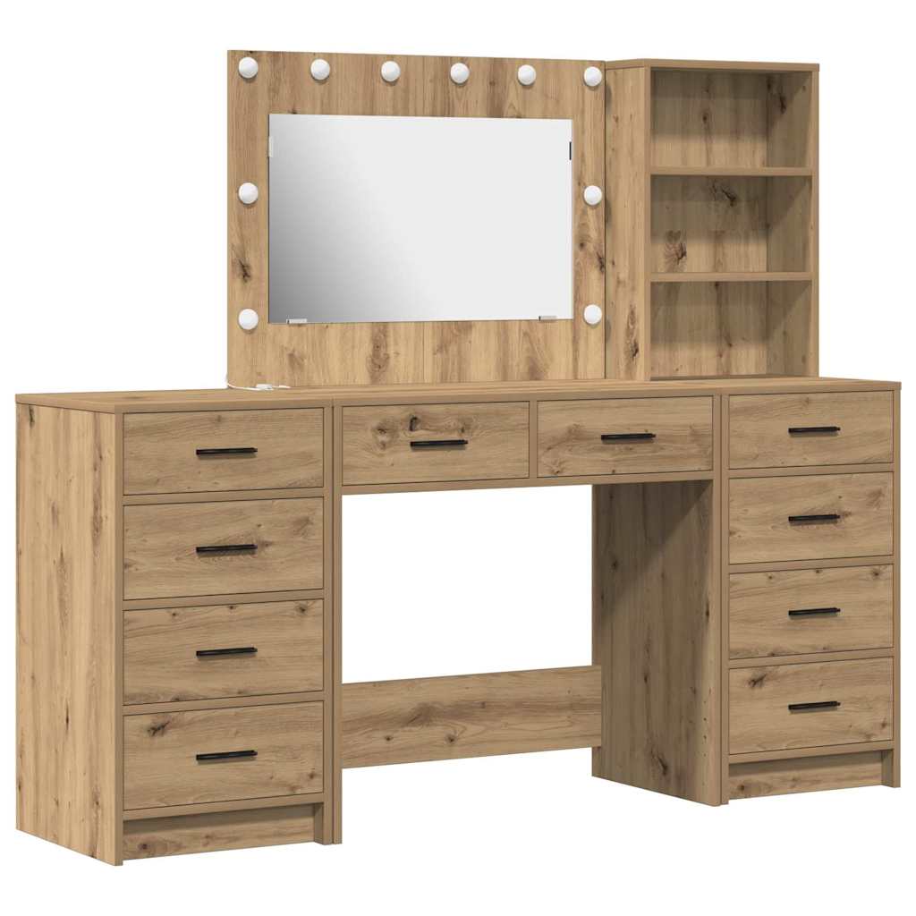 Sminkebord 3 pcs Artisan Eik 78,5 x 41 x 135 cm Konstruert tre
