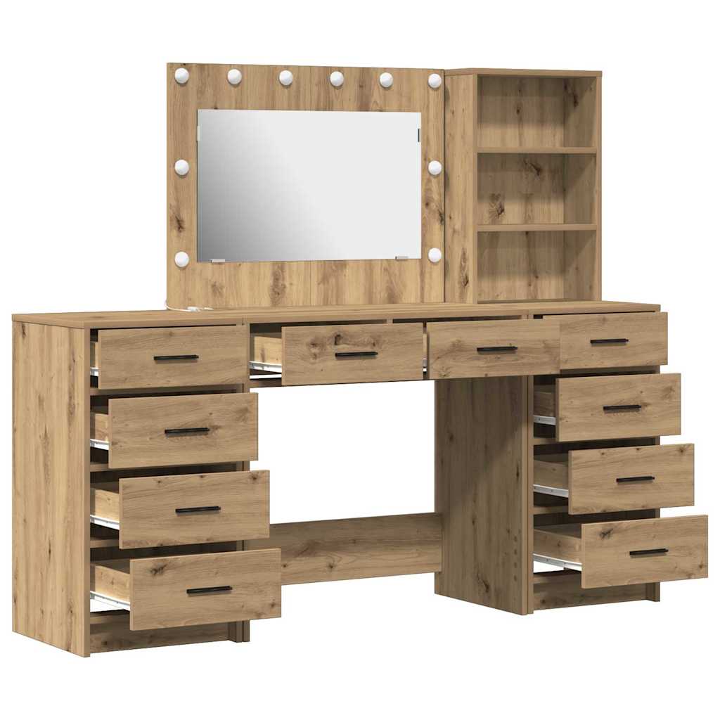 Sminkebord 3 pcs Artisan Eik 78,5 x 41 x 135 cm Konstruert tre